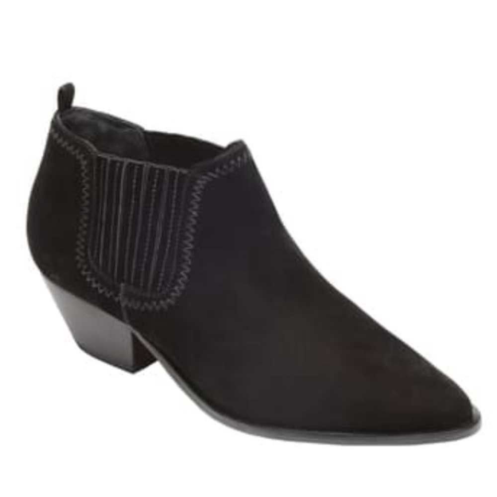 NIB Schutz Jacqueline Black Suede Pointed Toe Ankle Bootie 6